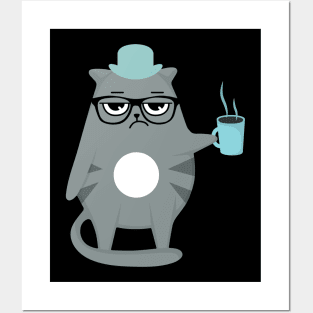 funny cat coffee Posters and Art